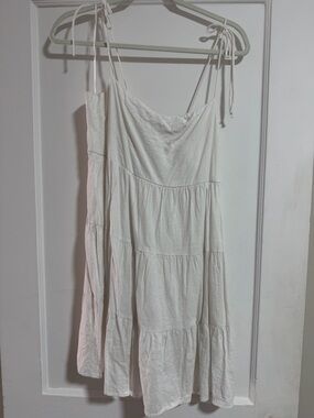 Abercrombie & Fitch White Tiered linen Mini Dress